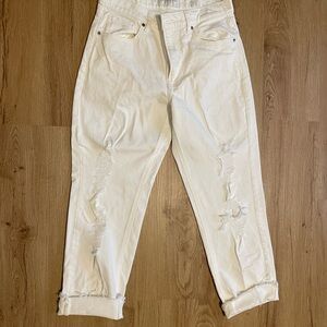 Lucky Brand Women's Cropped Distressed Jeans - White